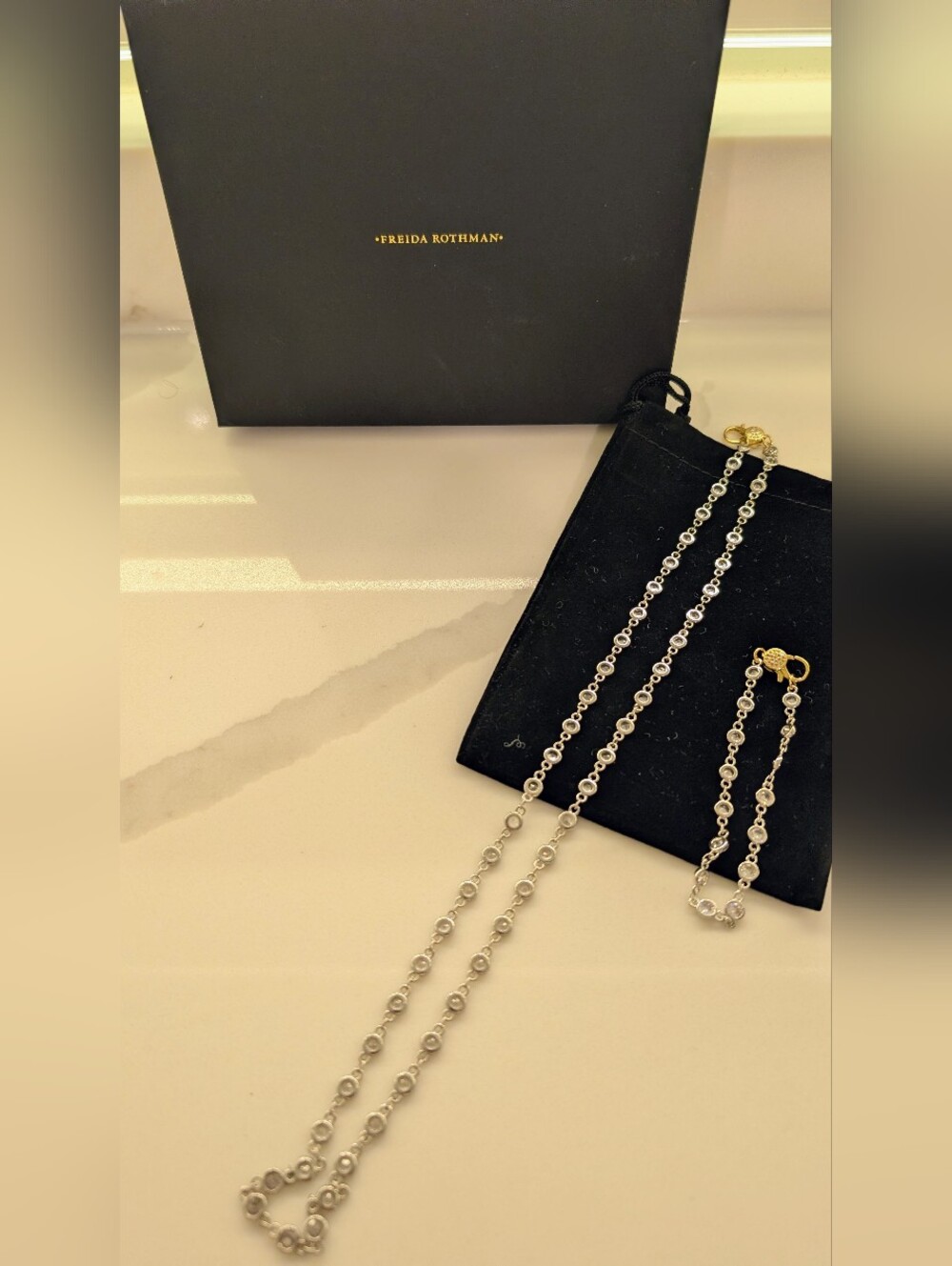 Freida Rothman Silver Chain Necklace and Bracelet Set